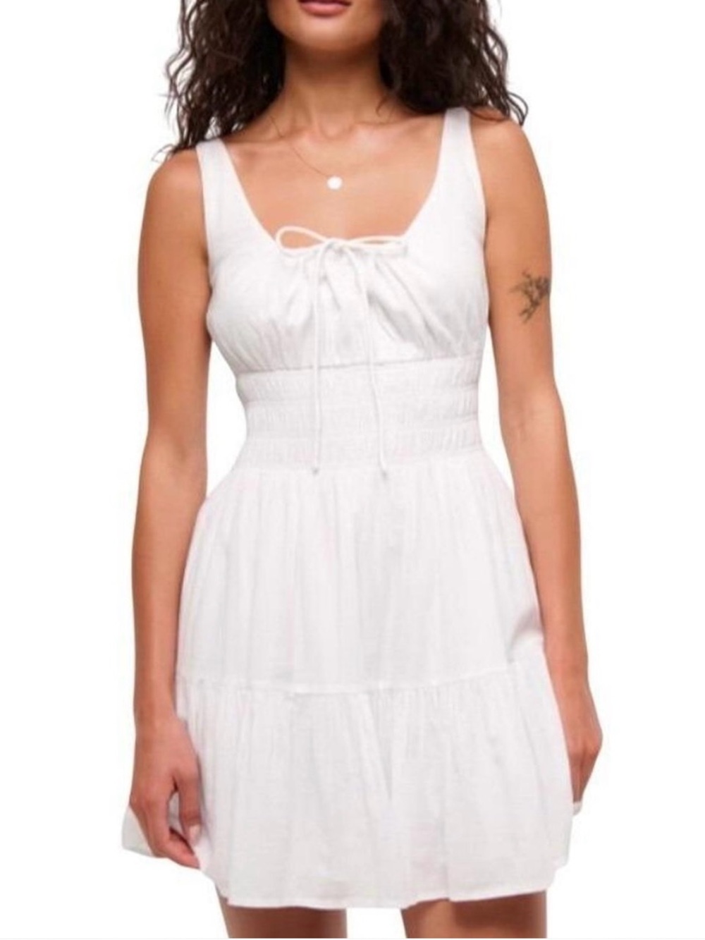 Abercrombie & Fitch Smocked Tie-Front Mini Dress